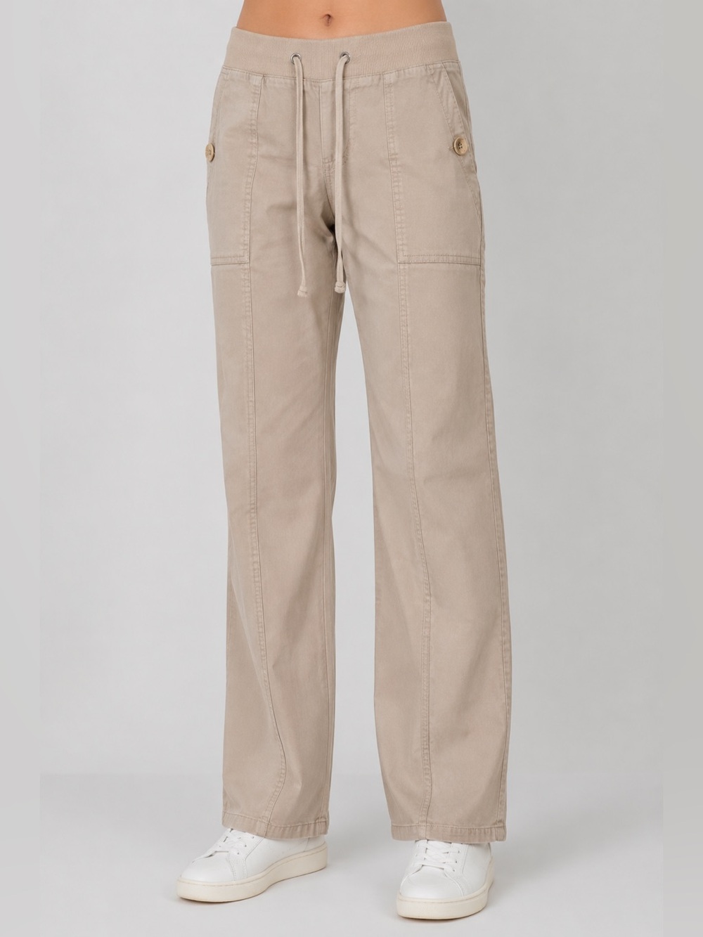 Warehouse One Beige Cotton Drawstring Pants Size 2